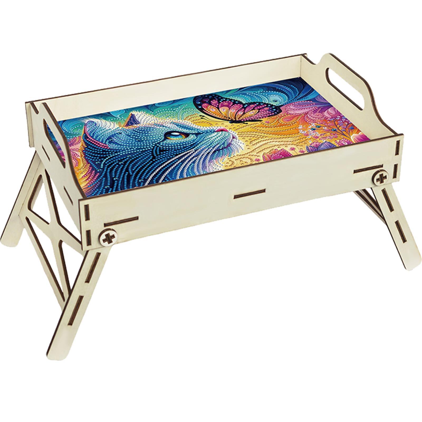 Resin Art Wooden Tray - 5D DIY 다이아몬드 페인팅 손잡이가 있는