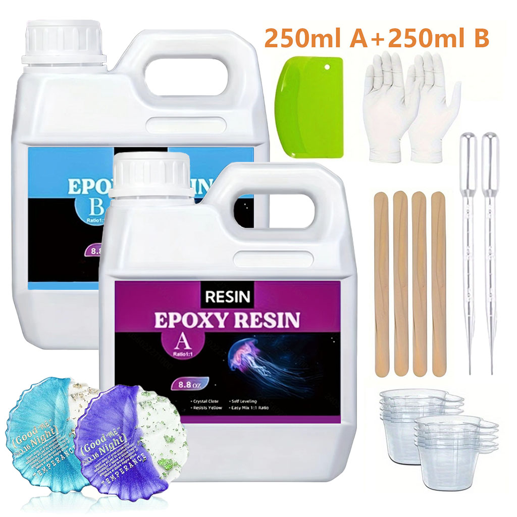 Resin Art And Jewelry - 125ml/250ml 크리스탈 클리어 캐스팅 레진 키트,