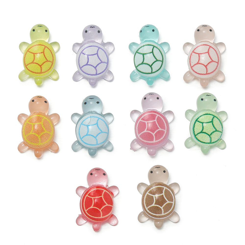 Resin Art Keychain - 10개/세트 미니 레진 바다거북 야광 귀여운