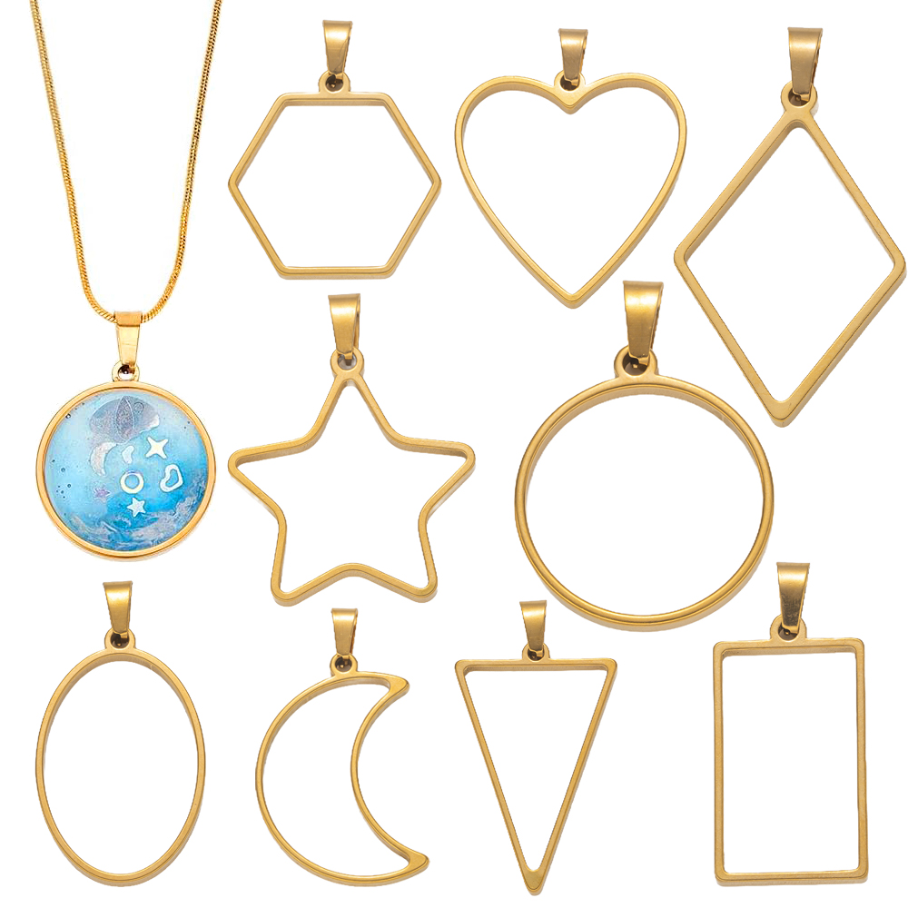 Resin Art Jewellery Kit - 5개 스테인리스 스틸 오픈 백 레진