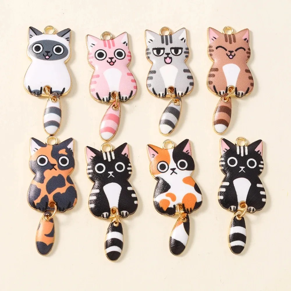 Resin Art Supplies - 10Pcs 16×39mm 귀여운 만화 고양이 수지