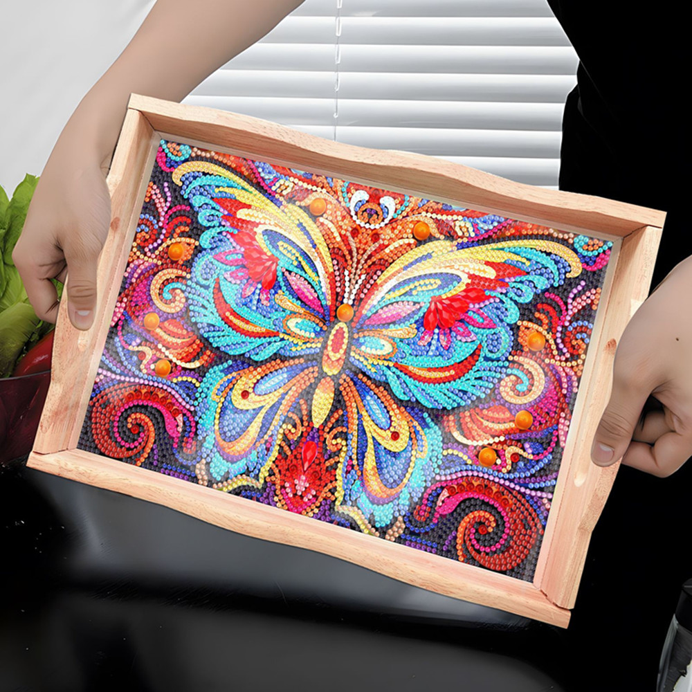 Resin Art Wooden Tray - 5D DIY 다이아몬드 페인팅 나무 식판