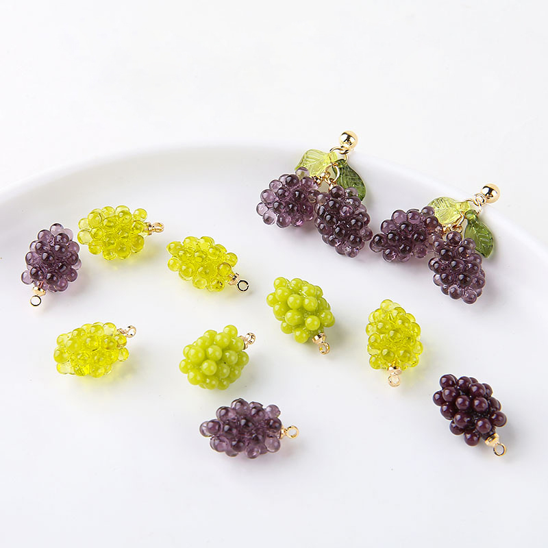 Resin Art Keychain - 6개의 귀여운 작은 포도 모양 레진