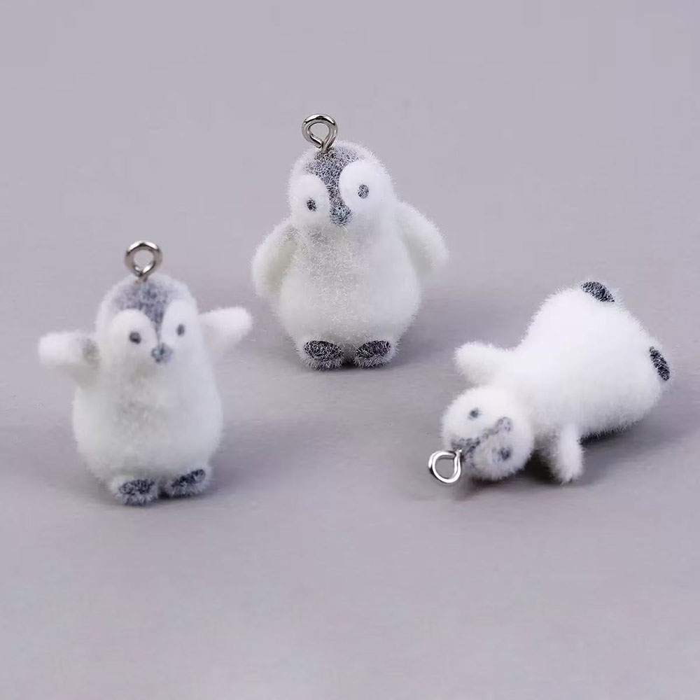 Resin Art Keychain - 5개입 플로킹 작은 펭귄 레진 참