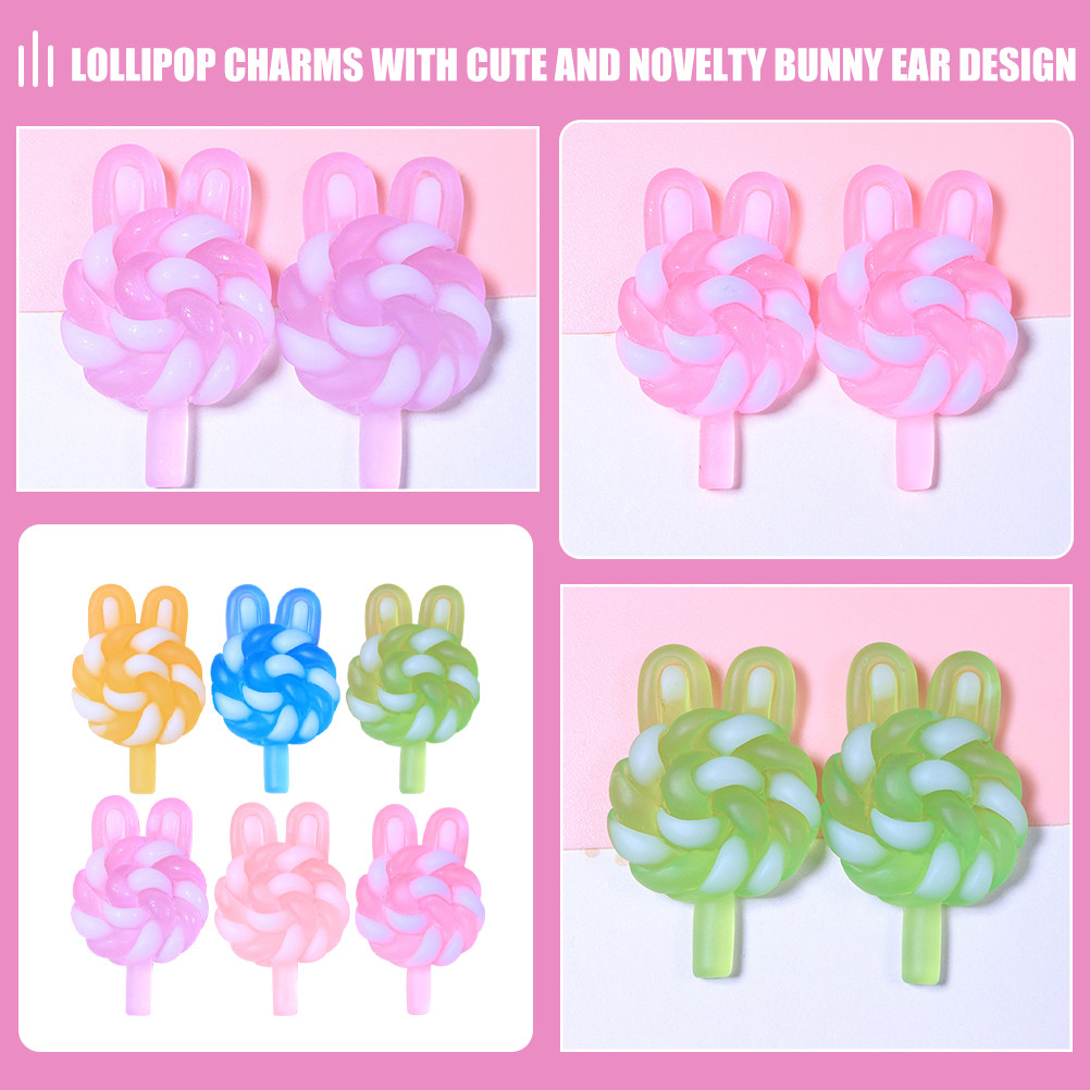 24Pcs 귀여운 만화 롤리팝 참 토끼 모양의 빛나는  - Resin Art Supplies 리뷰 및 가격