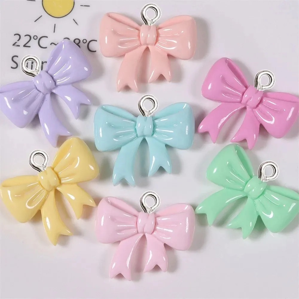 10 조각 캔디 컬러 보우 수지 참 수제 장식품 여성  - Resin Art Jewellery Kit 리뷰 및 가격