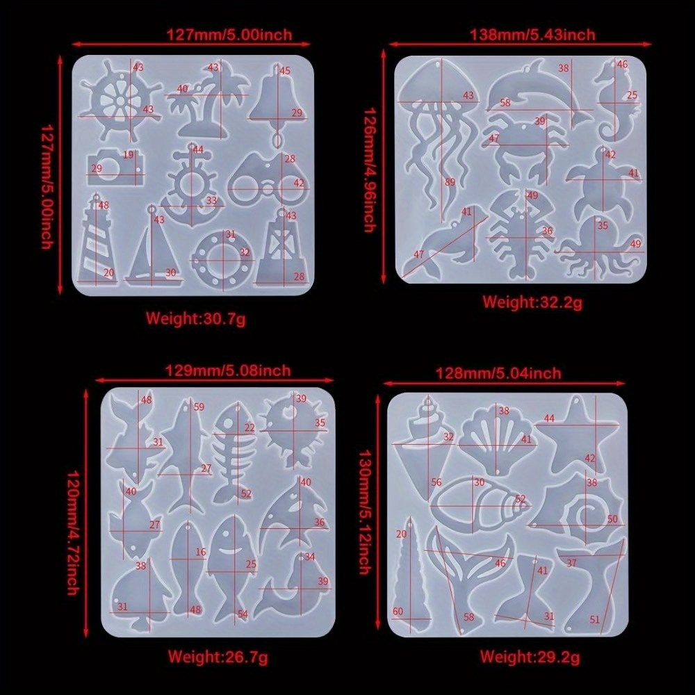 바다 테마의 귀걸이 및 펜던트 몰드 세트는 네 가지 스 - Silicone Mold Ocean 리뷰 및 가격