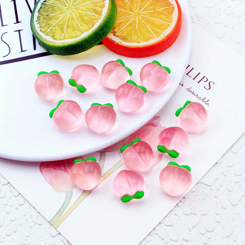 10Pcs 새로운 투명 복숭아 플랫 수지 매력 펜던트  - Resin Art Keychain 리뷰 및 가격