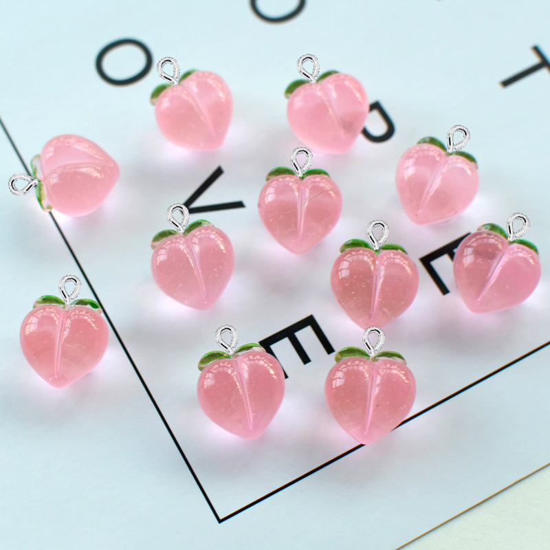 10Pcs 새로운 투명 복숭아 플랫 수지 매력 펜던트  - Resin Art Keychain 리뷰 및 가격