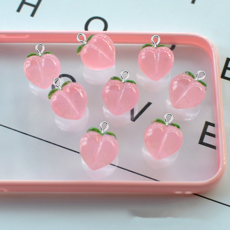 10Pcs 새로운 투명 복숭아 플랫 수지 매력 펜던트  - Resin Art Keychain 리뷰 및 가격