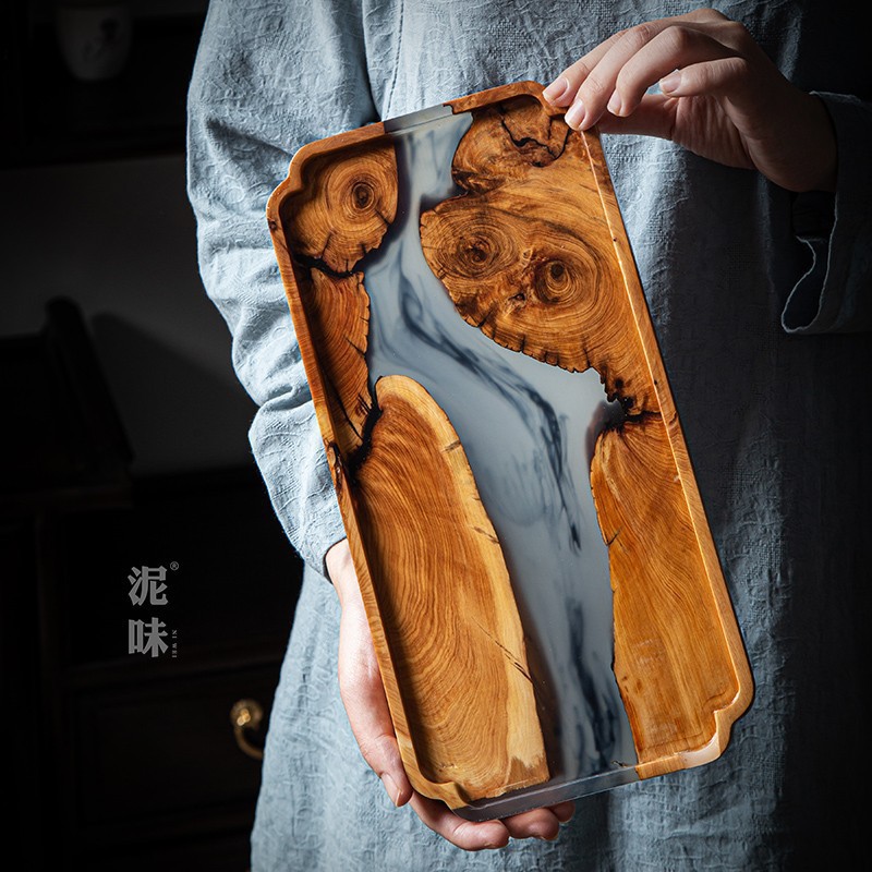 일본 선(禪) 스타일 투자 나무 잉크 아트 티 트레이, - Resin Art Wooden Tray 리뷰 및 가격
