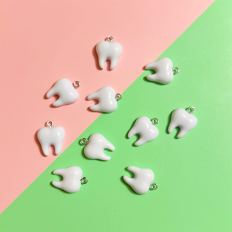 귀여운 흰색 치아 레진 펜던트 10개, 작은 치아 참  - Resin Art Jewellery Kit 리뷰 및 가격