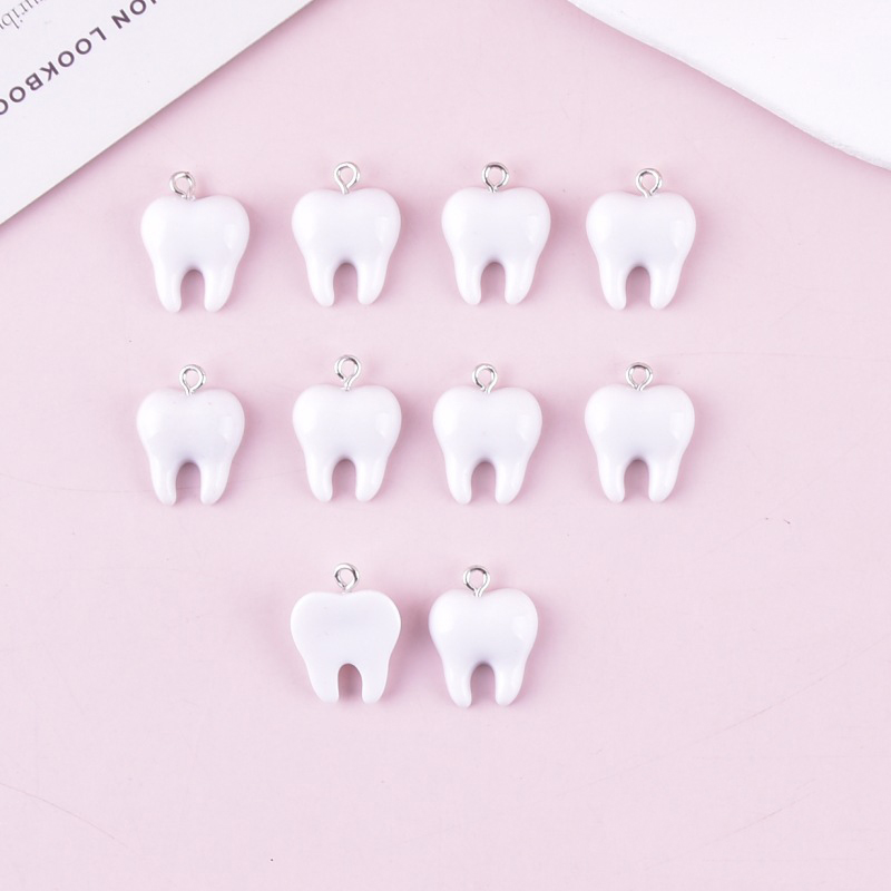 귀여운 흰색 치아 레진 펜던트 10개, 작은 치아 참  - Resin Art Jewellery Kit 리뷰 및 가격