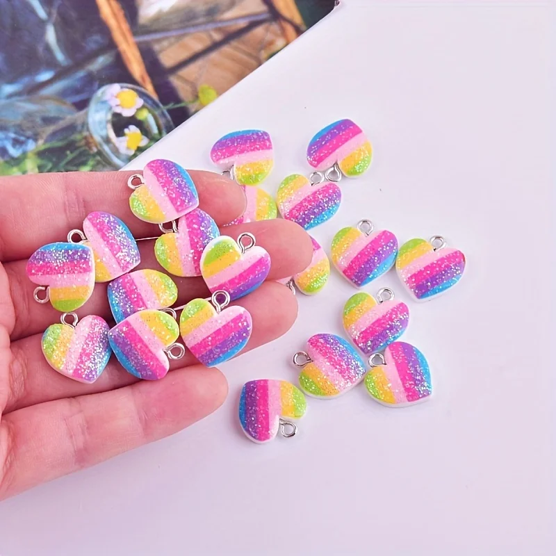 10Pcs 다채로운 하트 수지 참 귀여운 혼합 색상 사 - Resin Art Jewellery Kit 리뷰 및 가격