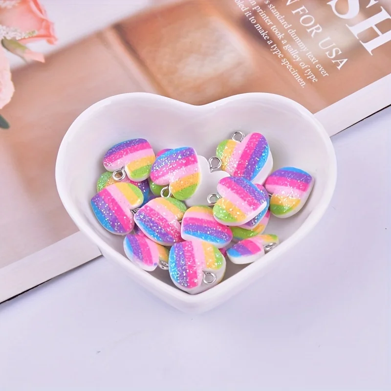 10Pcs 다채로운 하트 수지 참 귀여운 혼합 색상 사 - Resin Art Jewellery Kit 리뷰 및 가격