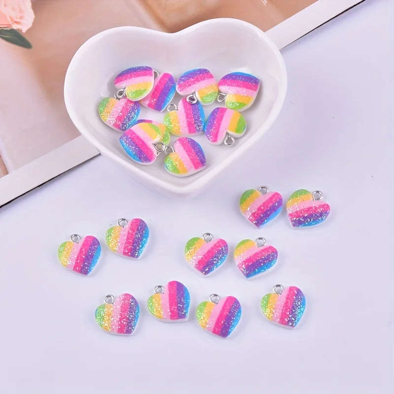 10Pcs 다채로운 하트 수지 참 귀여운 혼합 색상 사 - Resin Art Jewellery Kit 리뷰 및 가격