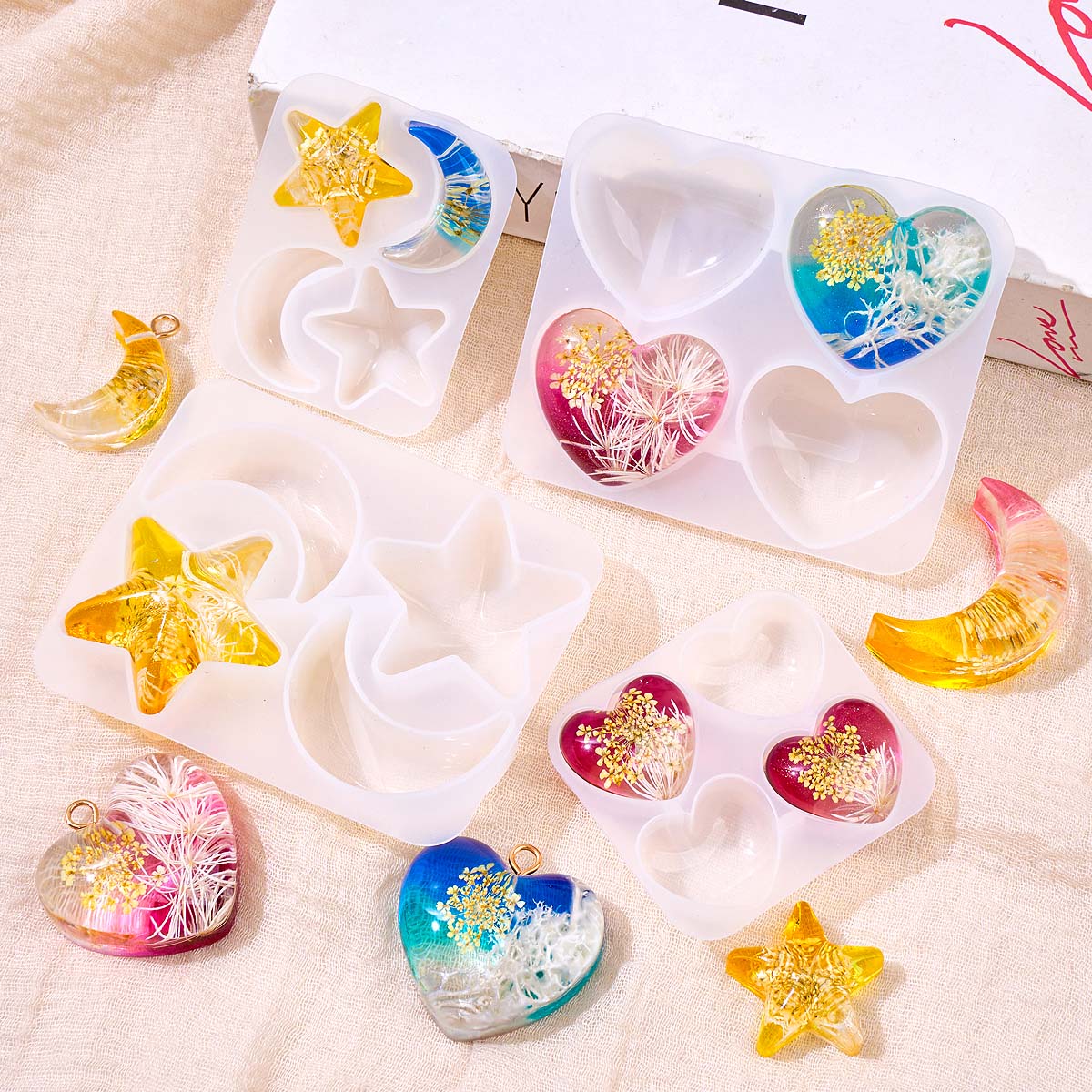 하트 스타 문 펜던트 실리콘 몰드 DIY 에폭시 레진  - Resin Art Liquid 리뷰 및 가격