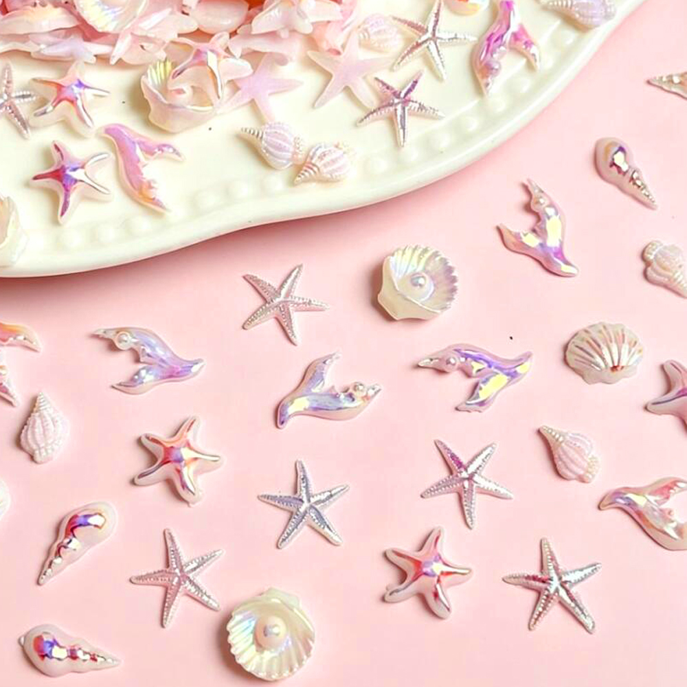 30개 믹스 여름 비치 네일 라인스톤 오로라 바다 테마 - Resin Art Beach Theme 리뷰 및 가격