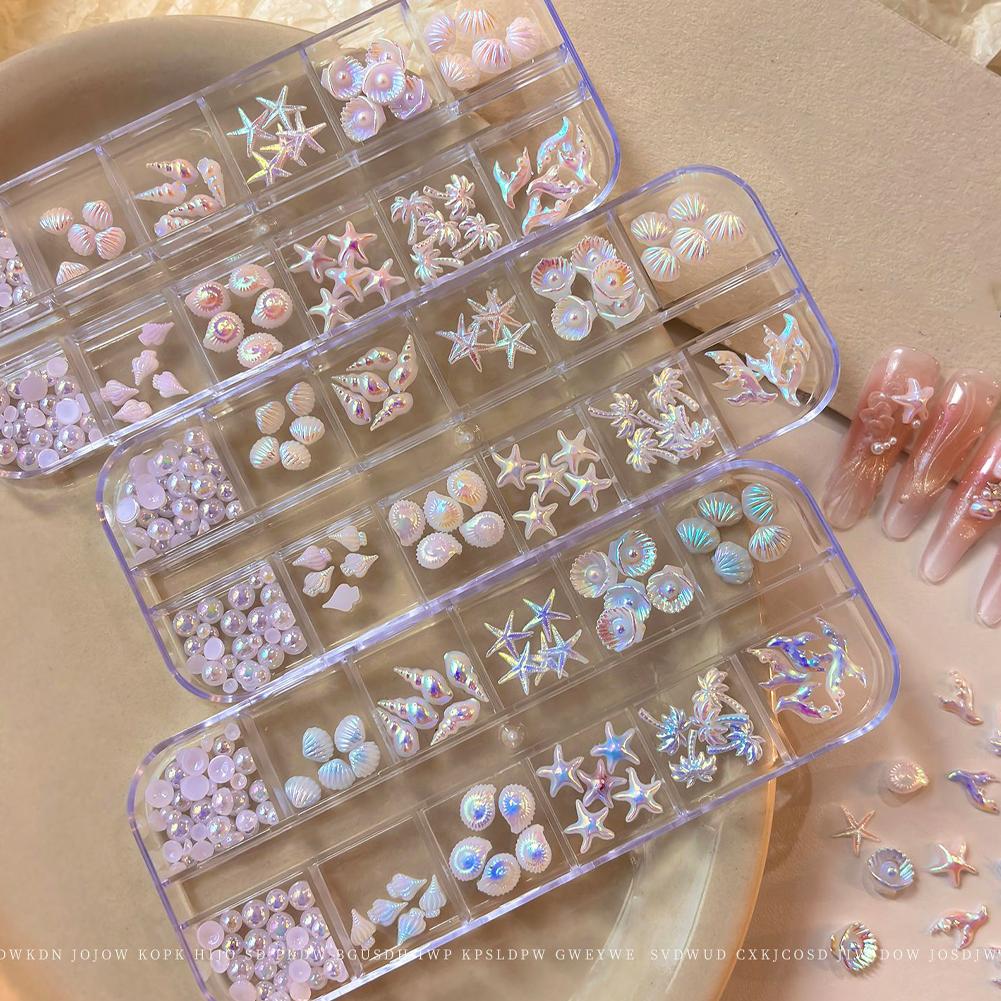 12칸/박스 3D 불가사리와 조개 네일아트 장식, 여름 - Resin Art Beach Theme 리뷰 및 가격