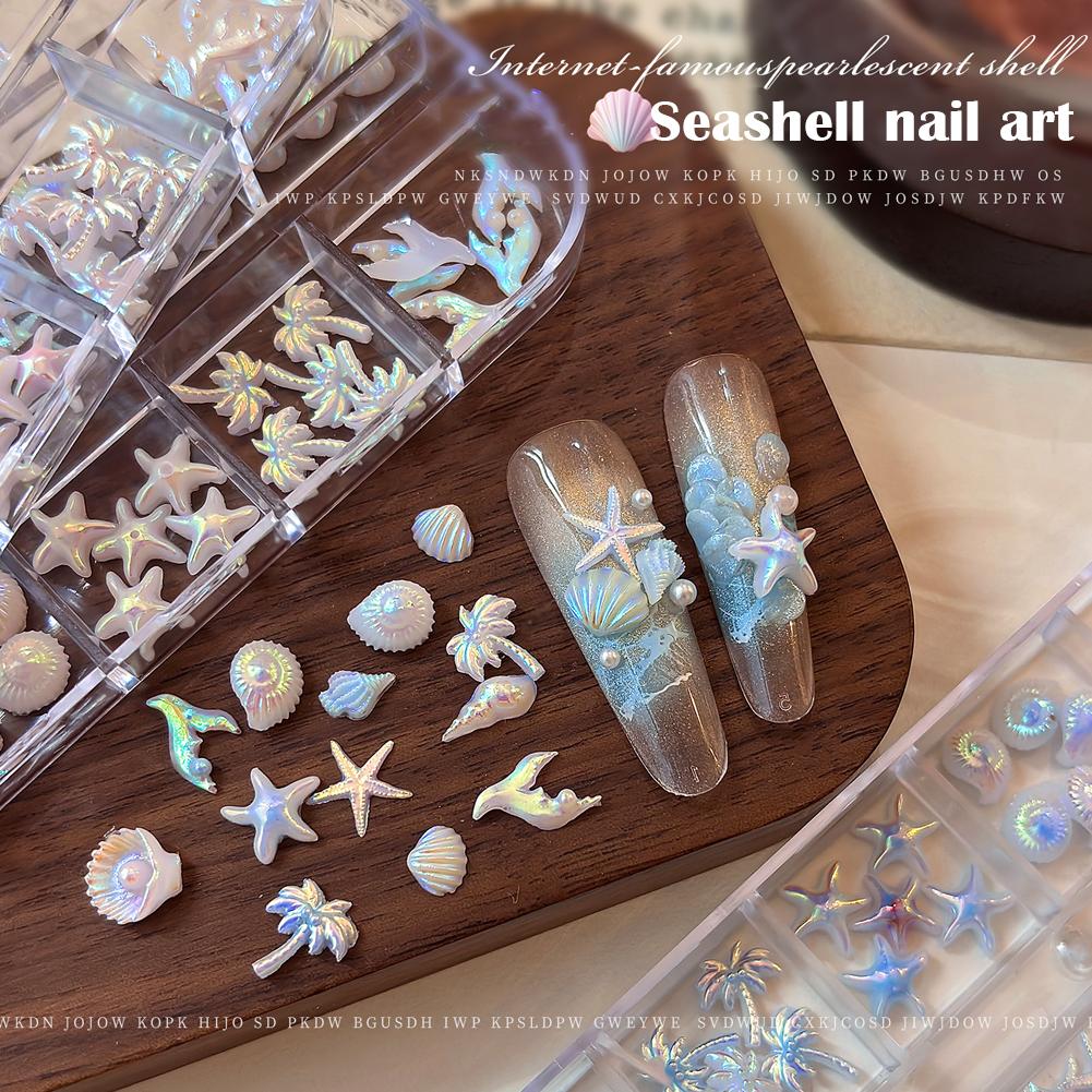 12칸/박스 3D 불가사리와 조개 네일아트 장식, 여름 - Resin Art Beach Theme 리뷰 및 가격