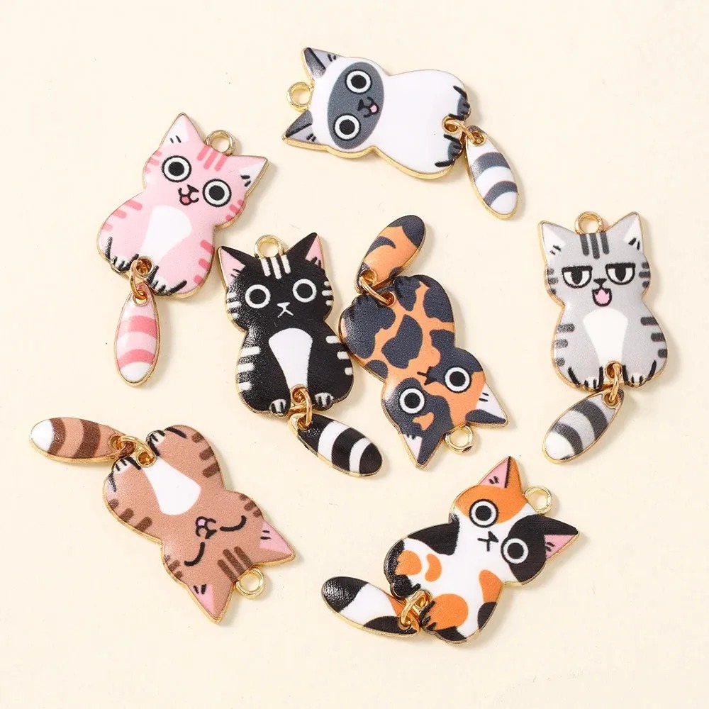 10Pcs 16×39mm 귀여운 만화 고양이 수지 참  - Resin Art Supplies 리뷰 및 가격