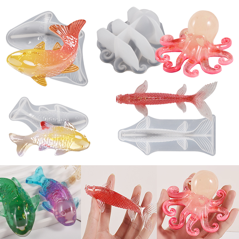 3D 잉어 모양 에폭시 수지 몰드 바다 동물 잉어 문어 - Silicone Mold Ocean 리뷰 및 가격