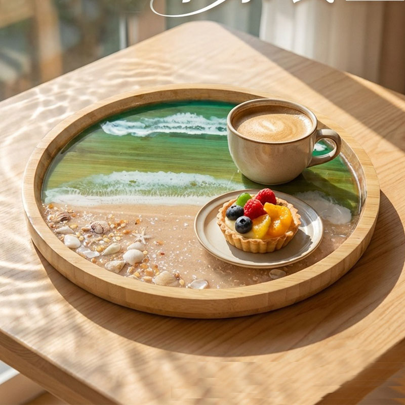 바다 수지 아트가 있는 나무 서빙 트레이, 홈 데코용  - Resin Art Wooden Tray 리뷰 및 가격