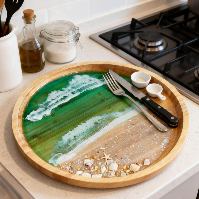 바다 수지 아트가 있는 나무 서빙 트레이, 홈 데코용  - Resin Art Wooden Tray 리뷰 및 가격