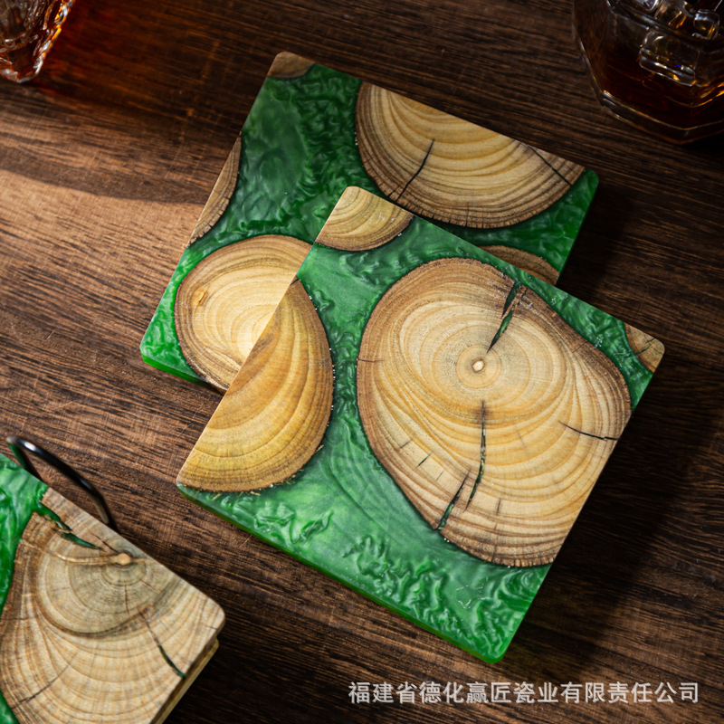 젠 잉크 아트 드라이 브루 티 트레이(백목 및 레진 소 - Resin Art Wooden Tray 리뷰 및 가격
