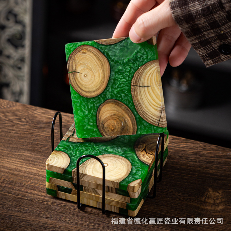 젠 잉크 아트 드라이 브루 티 트레이(백목 및 레진 소 - Resin Art Wooden Tray 리뷰 및 가격