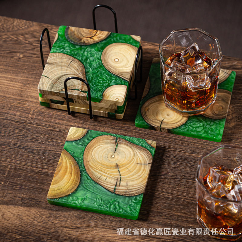 젠 잉크 아트 드라이 브루 티 트레이(백목 및 레진 소 - Resin Art Wooden Tray 리뷰 및 가격