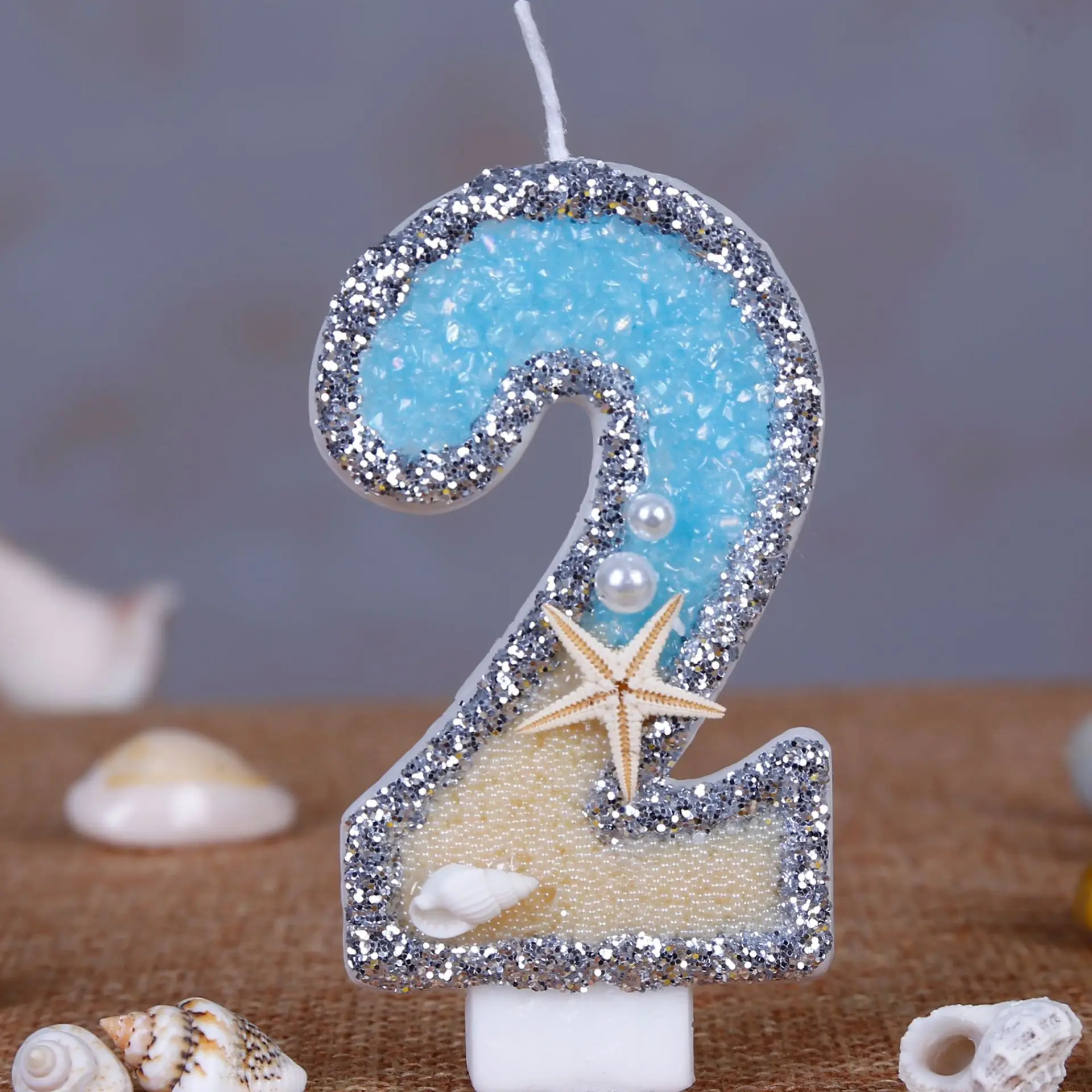 0-9 번호 반짝이 양초 여름 해변 불가사리 생일 케이 - Resin Art Beach Theme 리뷰 및 가격