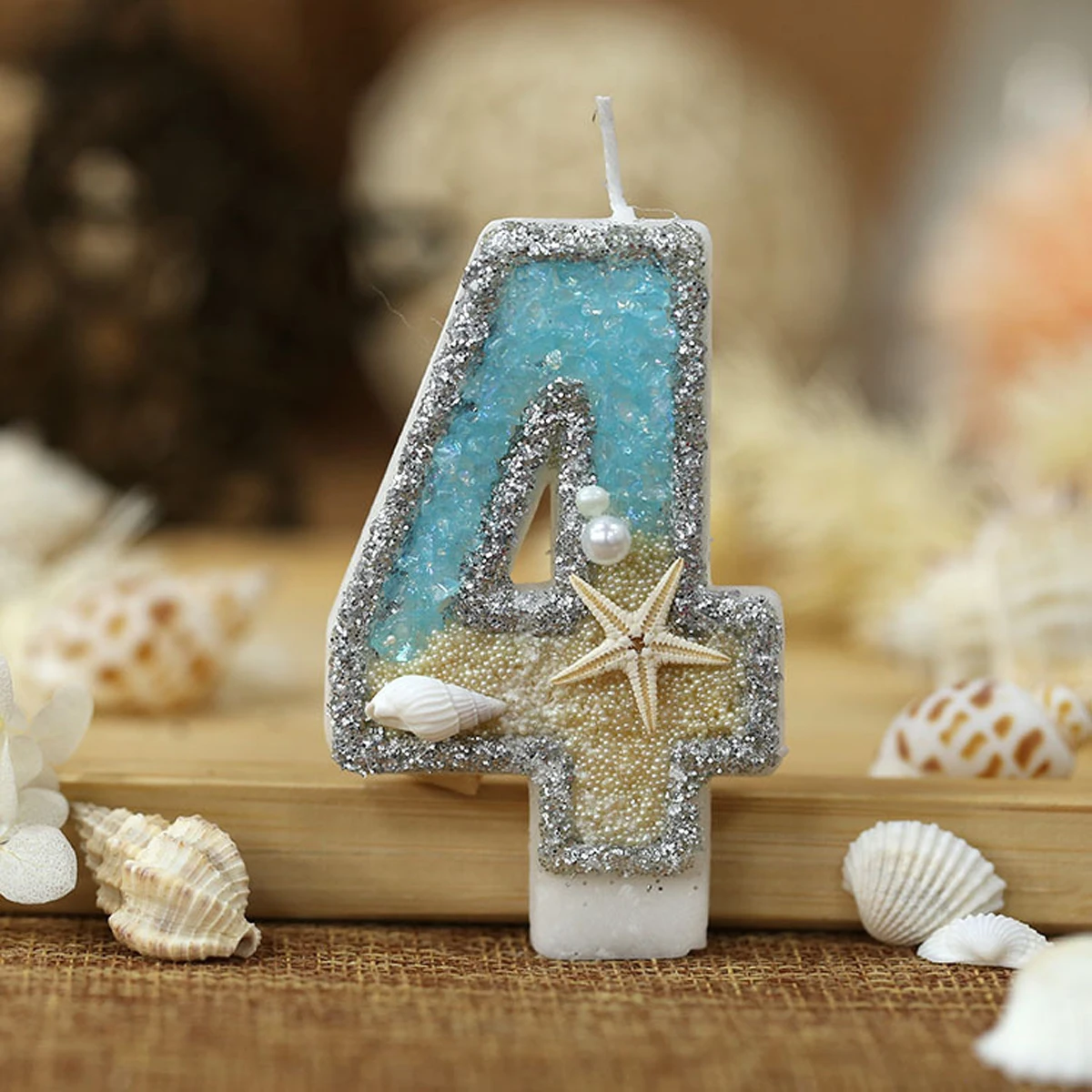 0-9 번호 반짝이 양초 여름 해변 불가사리 생일 케이 - Resin Art Beach Theme 리뷰 및 가격