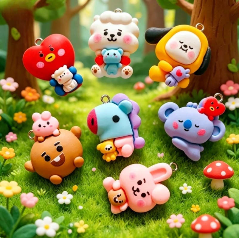 7pcs BT21 수지 만화 참 DIY 액세서리 공예  - Resin Art Supplies 리뷰 및 가격