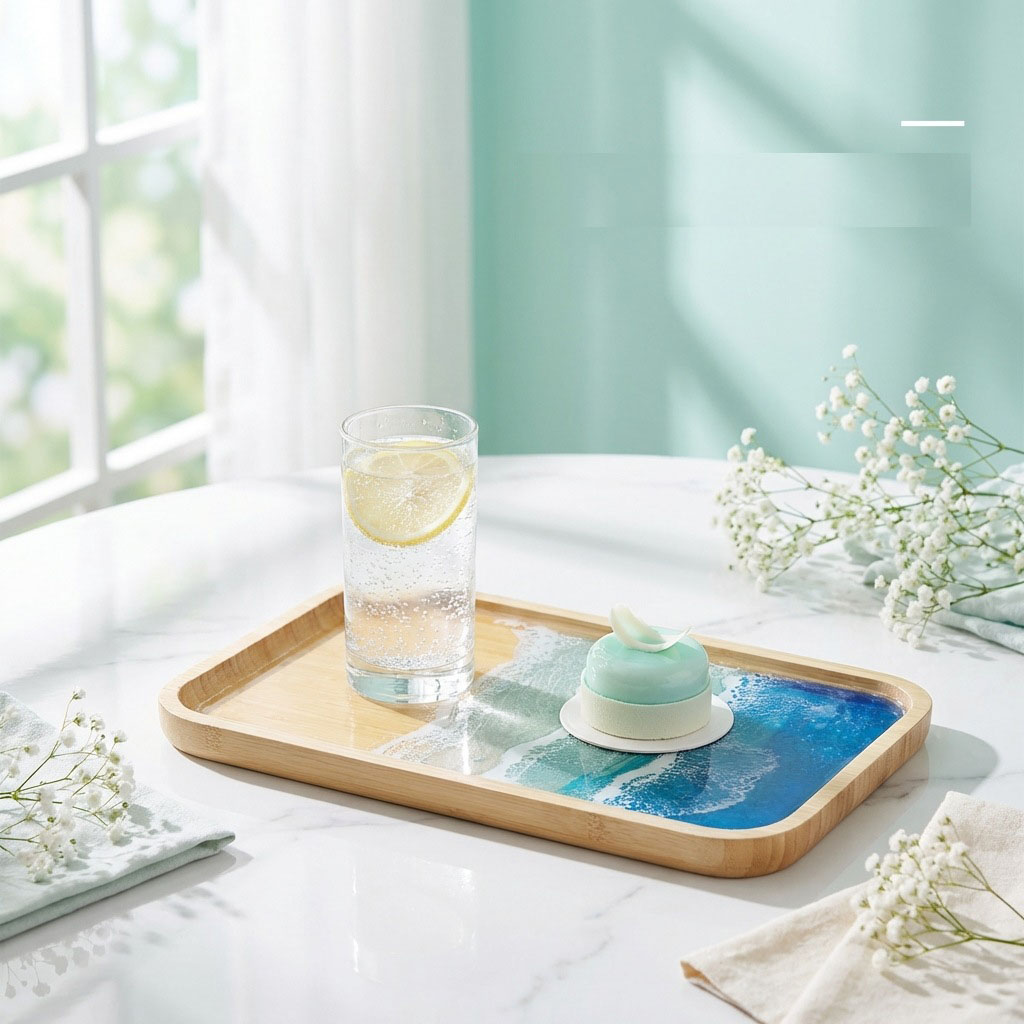 에폭시 레진 오션 아트 장식 트레이, 커피 다이닝 테이 - Resin Art Wooden Tray 리뷰 및 가격