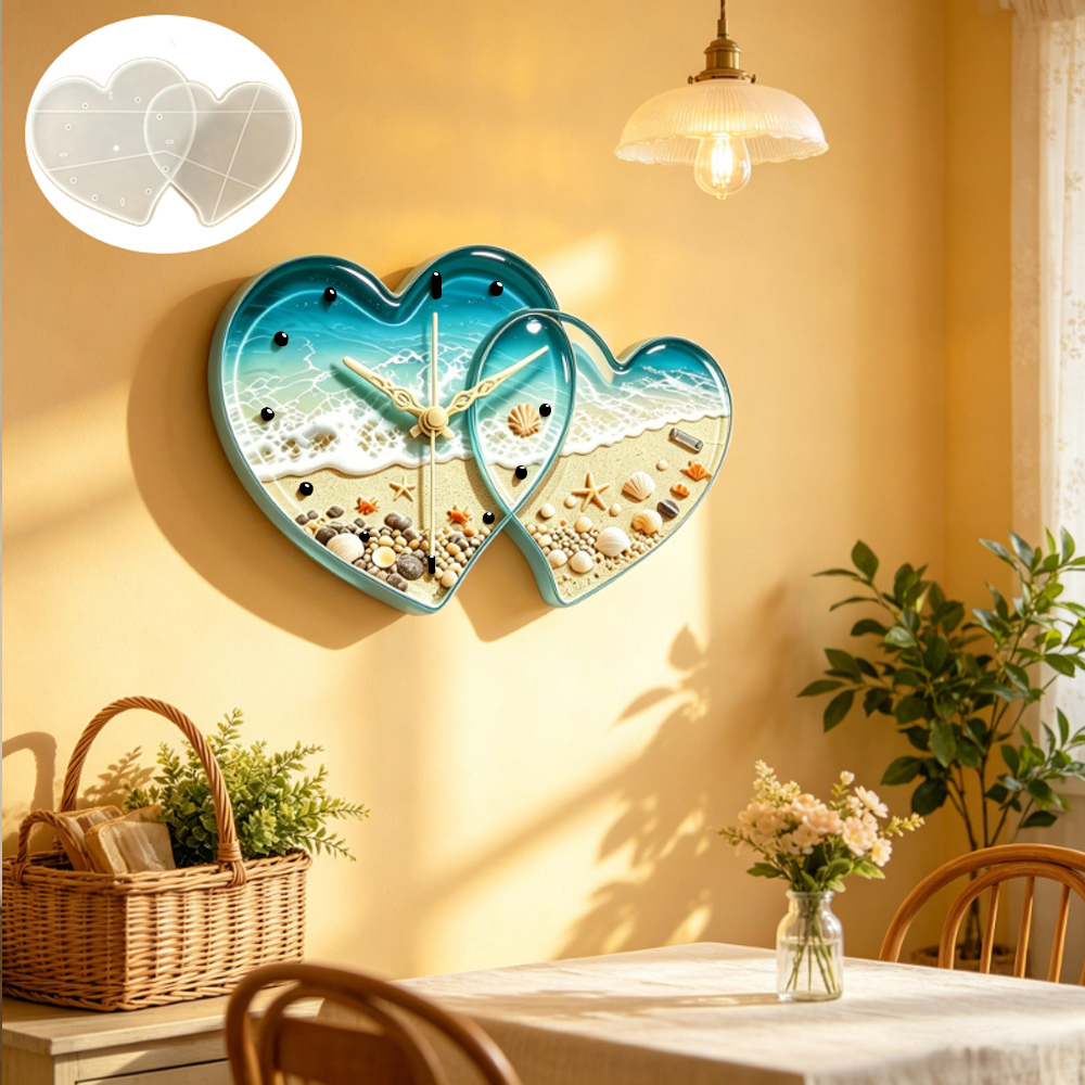 연결된 하트 모양 시계 레진 실리콘 몰드, 사랑 모양  - Resin Art Clock 리뷰 및 가격