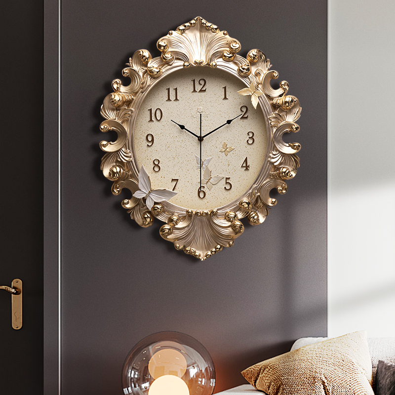 유럽 스타일 방 벽시계 클래식 골든 아트 레스토랑 시계 - Resin Art Clock 리뷰 및 가격