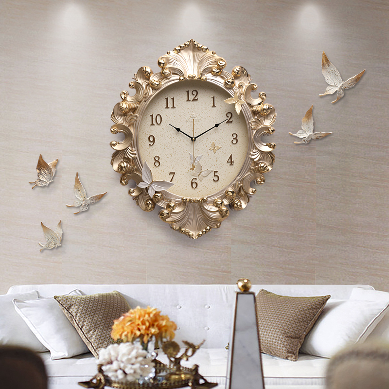 유럽 스타일 방 벽시계 클래식 골든 아트 레스토랑 시계 - Resin Art Clock 리뷰 및 가격