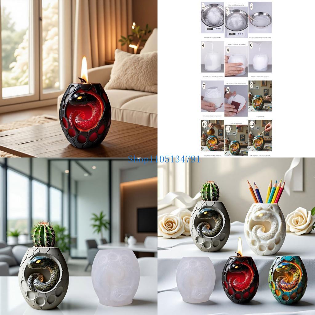 98km 크리 에이 티브 뱀 패턴 실리콘 화분 금형 화 - Resin Art Ideas 리뷰 및 가격